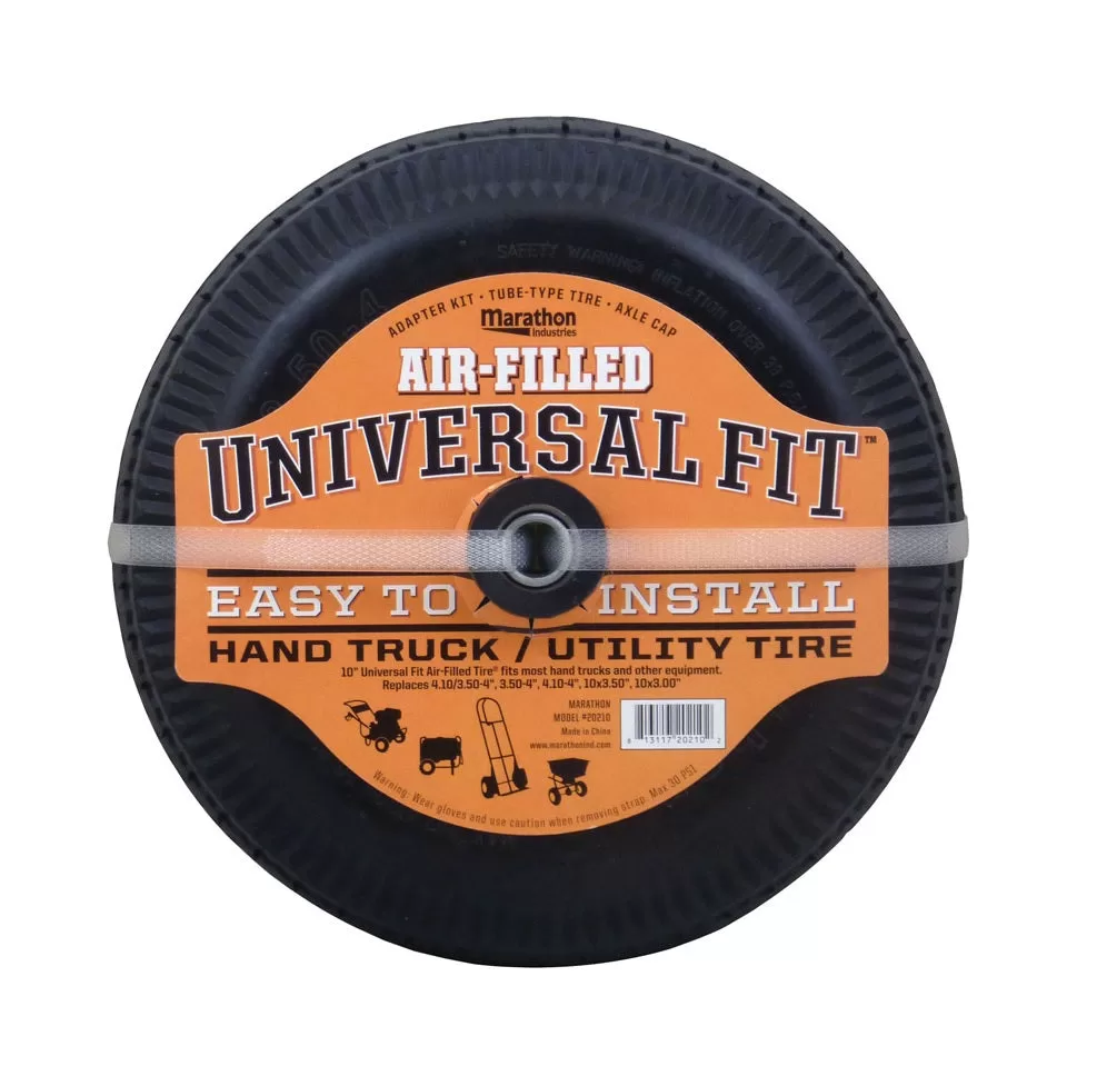 Marathon 20210 Universal Fit Air Filled Hand Truck Utility Tire 10 Inch Wheel