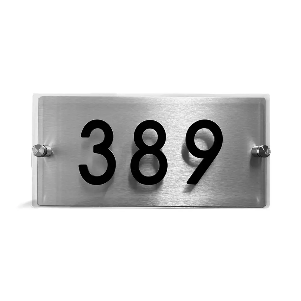Contemporary Address Plaque Crafted Plexiglass and Alumipanel, 15'' Compatible Standard Mailboxes