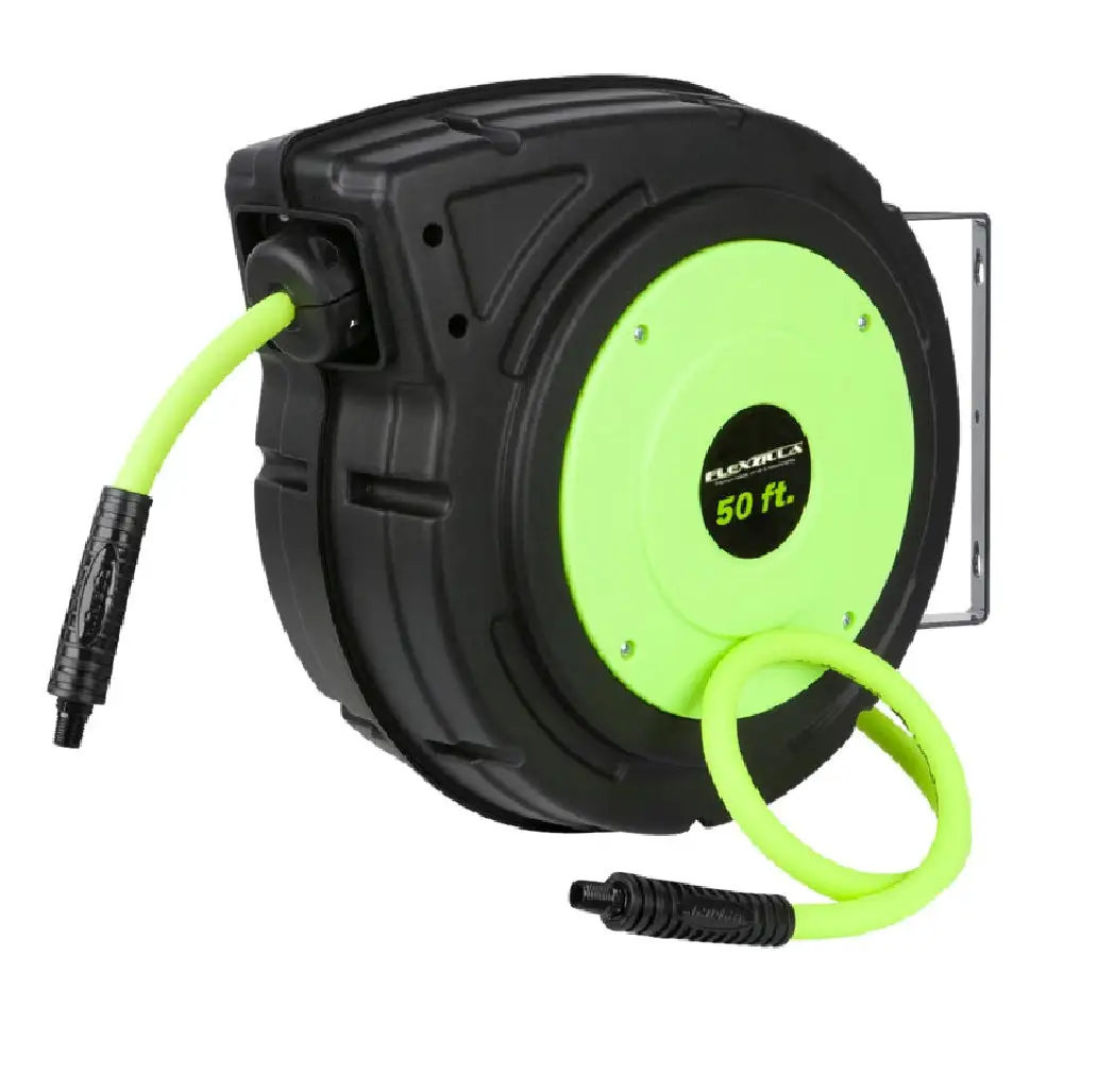 Flexzilla L8250FZ Hybrid Polymer Retractable Air Hose Reel 150 PSI Green