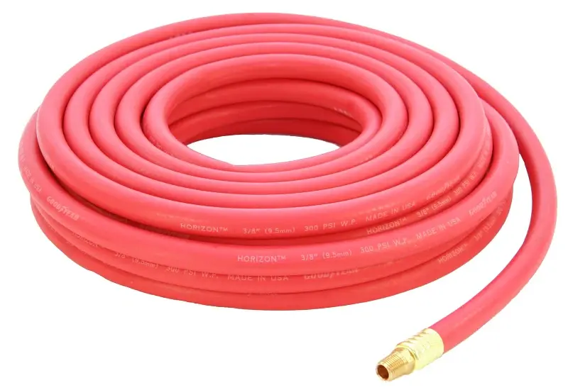 Abbott Tpr 1010-03825-50-4MM Air Hose, 3/8 ID, 50 ft L, MNPT, 250 psi Pressure, EPDM Rubber, Red