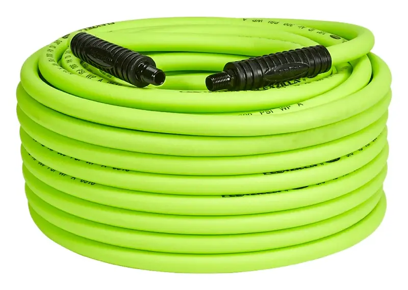 Flexzilla HFZ38100YW2 Prime Air Hose, 3/8 ID, 100 ft L, MNPT, 300 psi Pressure, Polymer, Green