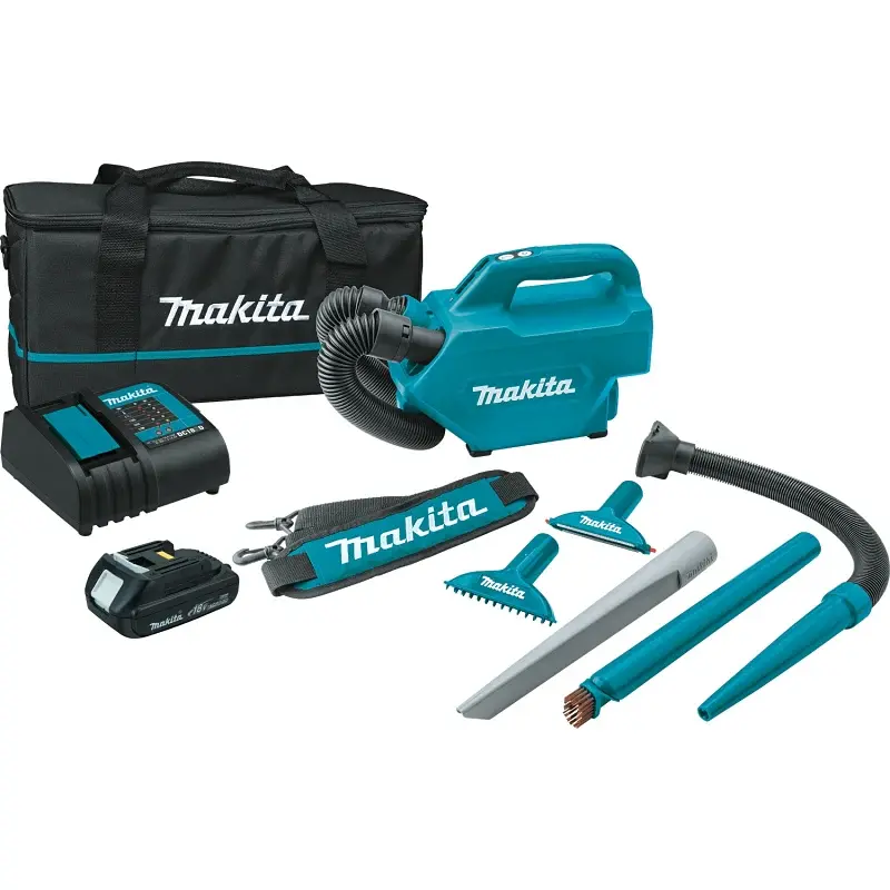 Makita XLC07SY1 Small Handheld Canister Vacuum Kit, 49 cfm Air, 68 dBA, 18 V Battery, Lithium-Ion Battery, 1.5 Ah