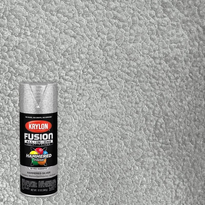 Krylon Fusion Hammered Silver All--One Paint and Primer Spray 12 oz Pack 6 Metal and Wood Surfaces