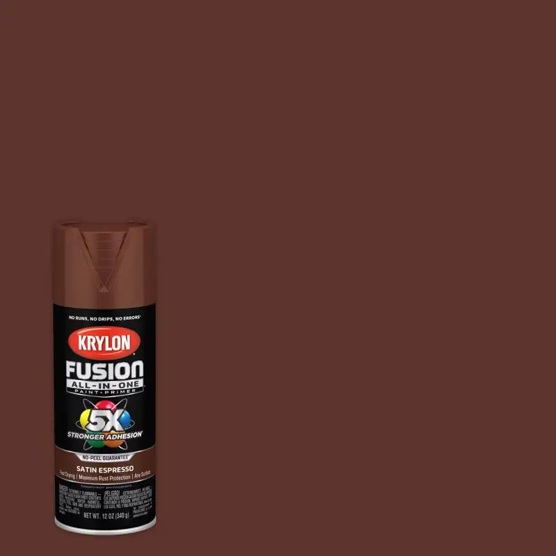 Krylon Fusion All--One Satin Espresso Paint and Primer Spray 12 oz Pack 6 Wood and Metal