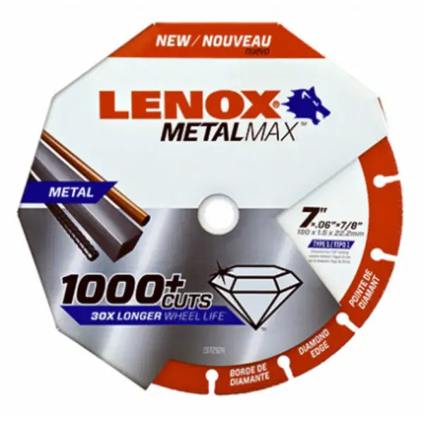 Lenox Metalmax Angle Grinder Diamond Edge Cut-Off Wheel 7 x 7/8 Metal