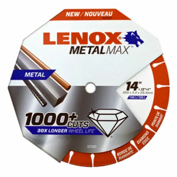 Lenox Metalmax Angle Grinder Diamond Edge Cut-Off Wheel 14 x 1 Heavy Duty Metal Cutting