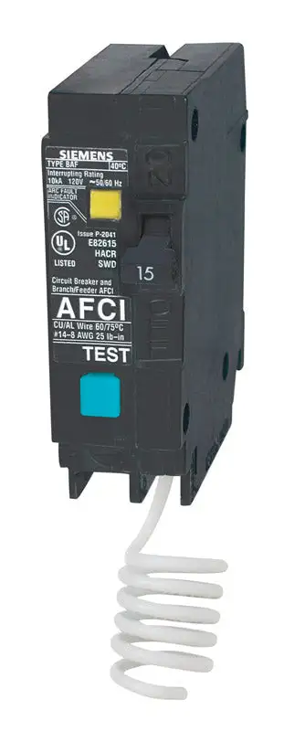 Siemens 15 Amp Arc Fault Ground Fault Single Pole Circuit Breaker Electrical Safety