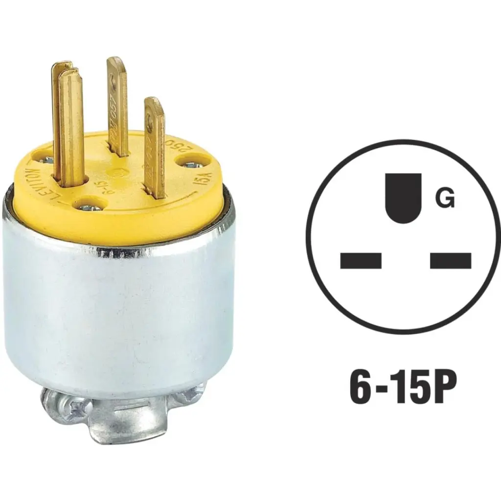 Leviton 15A 250V 3-Wire 2-Pole Armored Cord Plug Industrial Grade