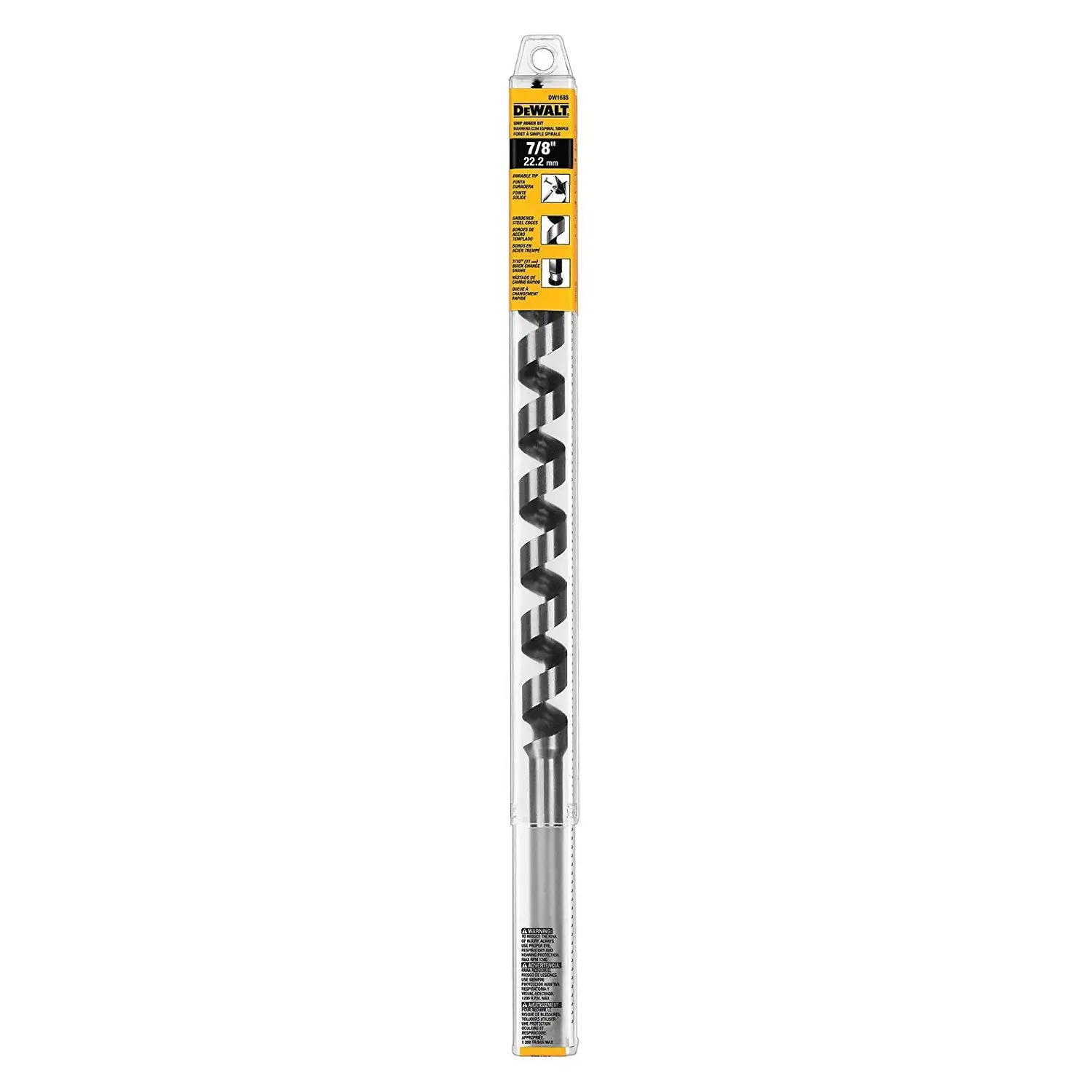 DeWalt DW1685 Long Power Ship Auger Bit Dual Cutting Edge 7/8 Inch 17 Inch Length