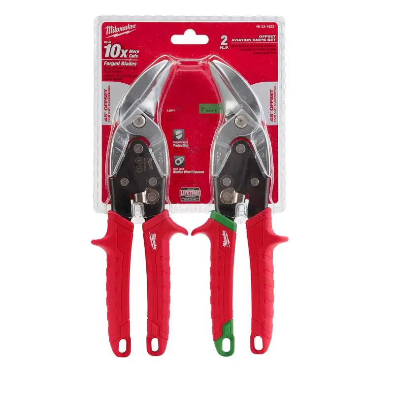 Milwaukee 10 . Forged Alloy Steel Offset Aviation Snips Set 22 Ga 2 pk