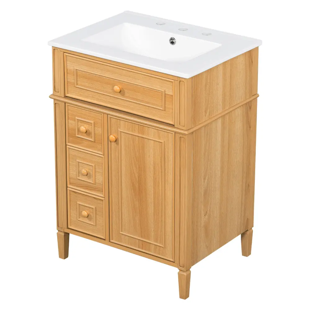 Bathroom Vanity Sink, Cabinet Flip Out Drawer, 2 Supple Close Drawers, 1 Soft Close Door - Wood