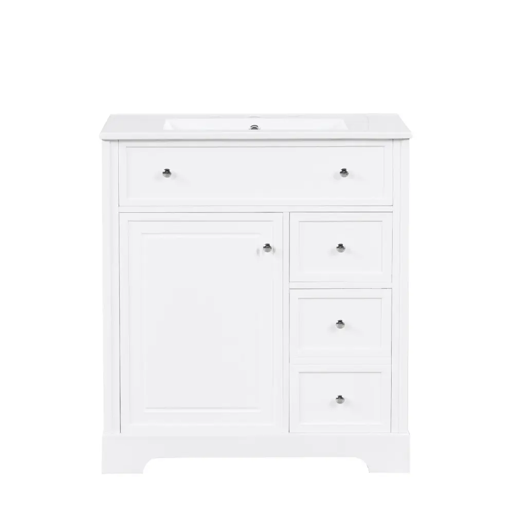 Bathroom Vanity Sink Top, Cabinet Door And 2 Drawers - Snow