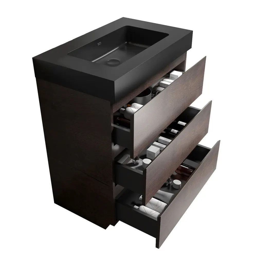 Alice - Bathroom Vanity Sizable Storage Freestanding Bathroom Vanity, Sink Modern Bathroom, One-Piece Sink Basin Without D...