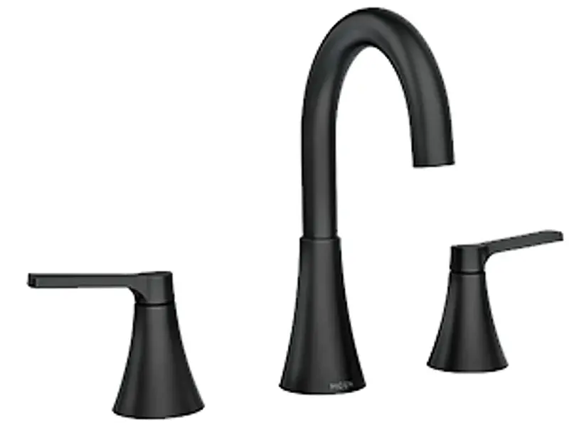 Moen Mikah, 84312 84312BL Series Bathroom Faucet, 5 Spout Reach, Dull Black, 1.2 gpm, 2-Faucet Handle, Lever Handle
