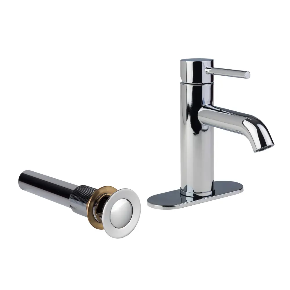 Palais Royal European Sole Post Bathroom Faucet Standard Sink Drain and Deck Plate Chrome Pop-Up Drain