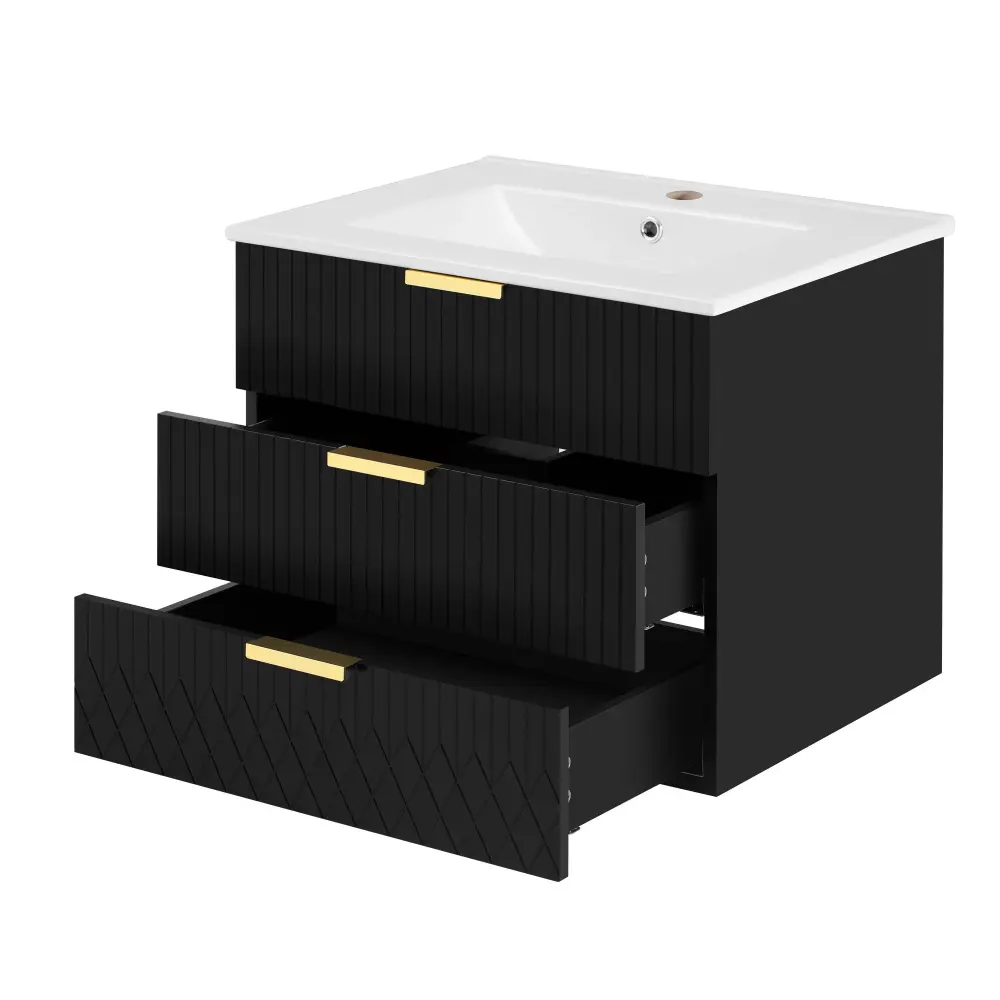 Wall Mounted Floating Cabinet Side Cabinet Combo, Rectangular Clay Sink Vanity