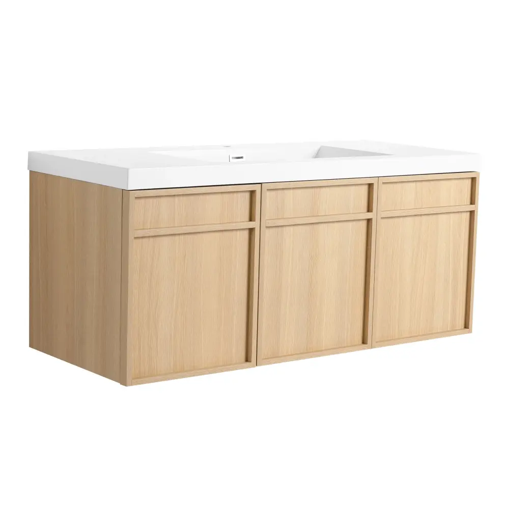Wall-Mounted Bathroom Vanity Resin Sink And Cushiony Closing Doors