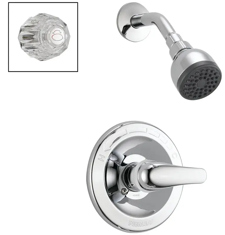 Peerless P188710 Shower Faucet, 1.75 gpm, Warm alloy, Chrome Plated, Lever Handle, 1-Handle