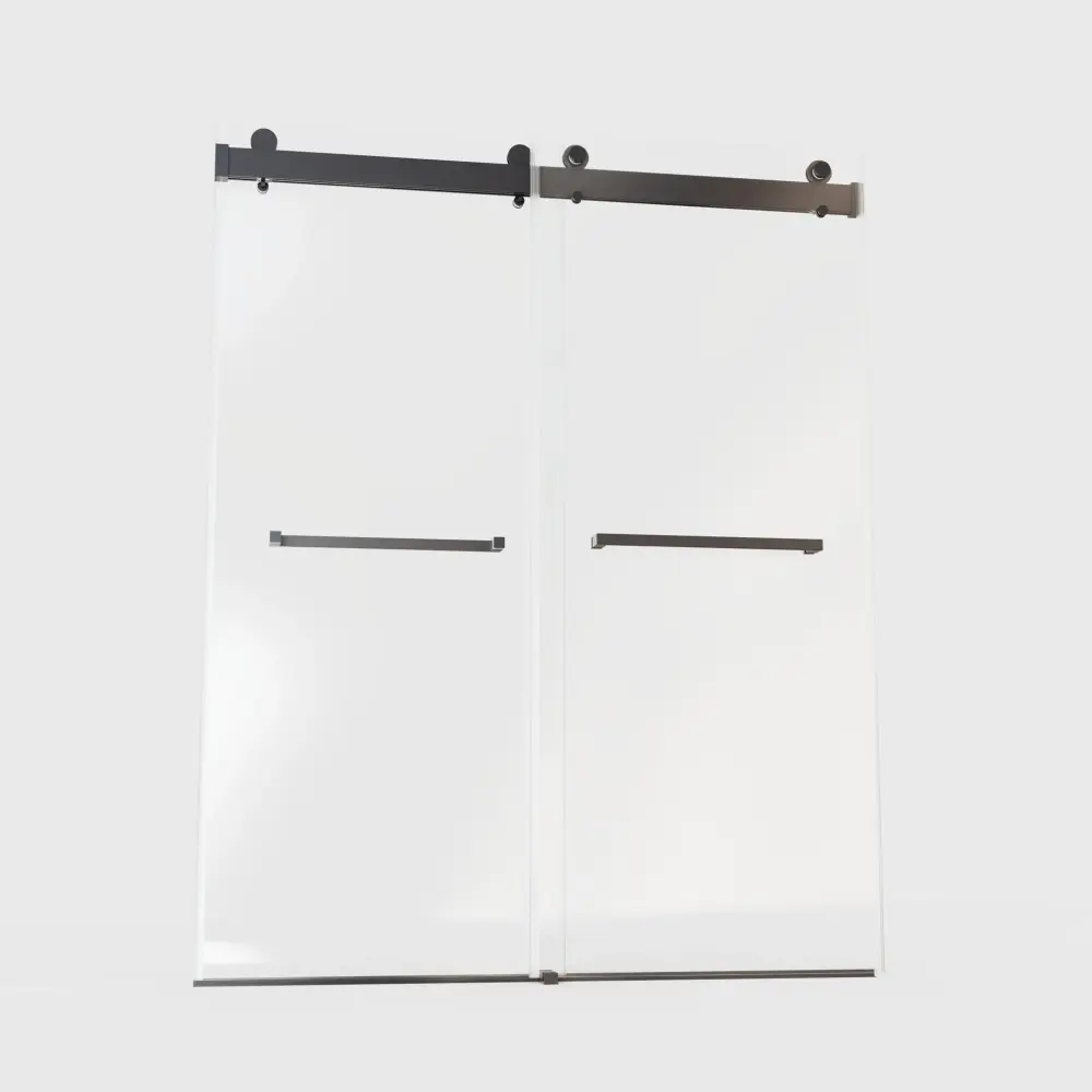 Frameless Twin Sliding Soft-Close Shower Door, 3 / 8" (10Mm) Thick SGCC Tempered Glass Door, Matte
