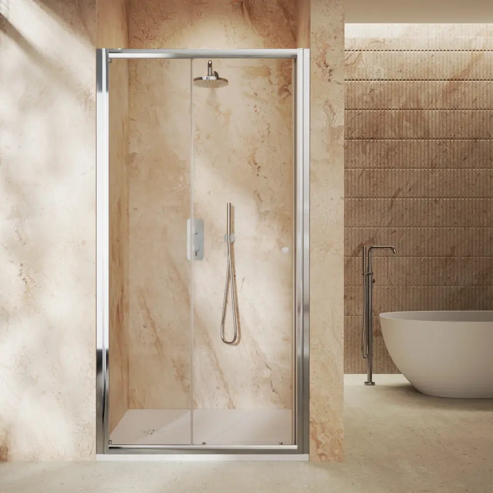 Roman Haven6 Sliding Shower Door - 1000mm - Shiny metal