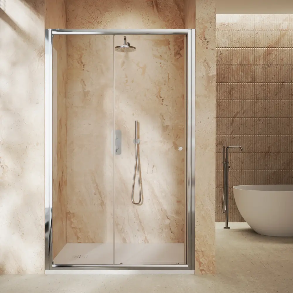 Roman Haven6 Sliding Shower Door - 1200mm - Shiny metal
