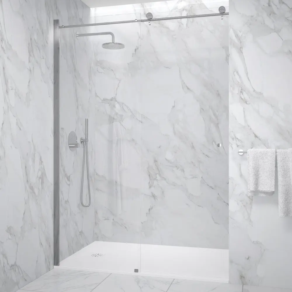 Sliding Shower Door - 1400mm Shiny metal
