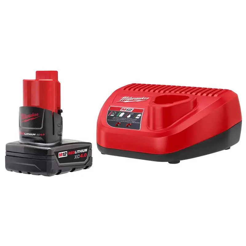 Milwaukee M12 RedLithium XC 4 Ah Lithium-Ion Battery and Charger Starter Kit M12 Tools