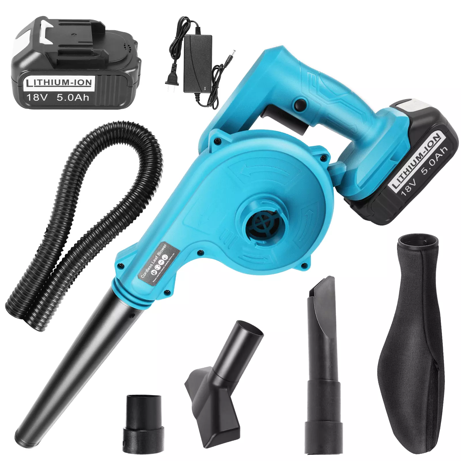 2 in1 Cordless Electric Leaf Blower 2 Battery & Charger Dust Vacuum Makita 18V Generic