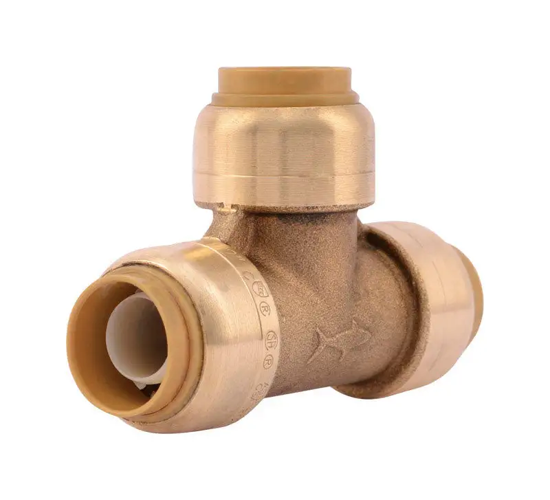 SharkBite Push to Connect 1/2 Inch PTC x 1/2 Inch D PTC Brass Tee Fitting