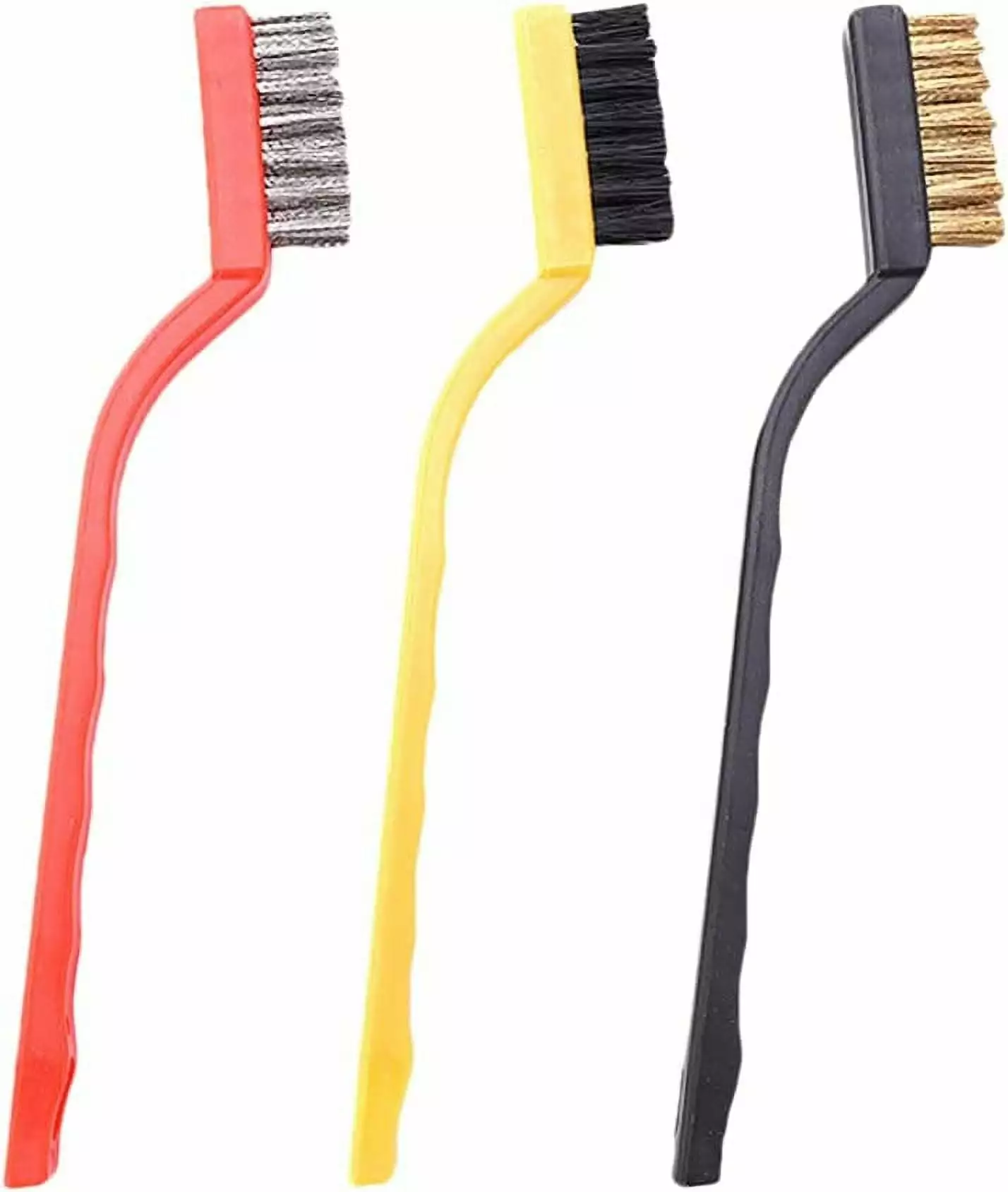 Stainless Cleaner 3pcs Mini Wire Brush Set Rust Paint Cleaner Brush Metal Detail Brushes Curved Handle Cleaning Welding Sl...