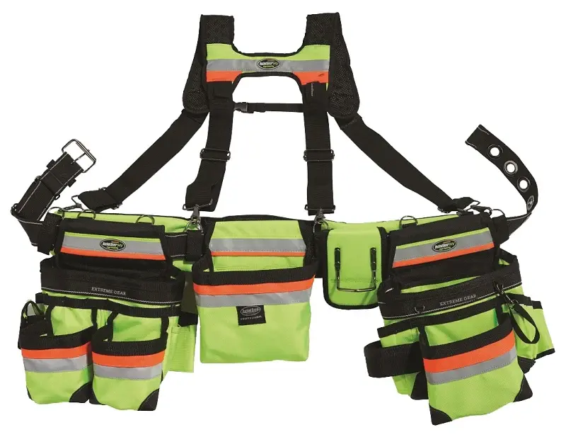 Bucket Boss 55185-HVOY Framer's Rig, 52 Waist, Poly Fabric, Black/Yellow, 29-Pocket