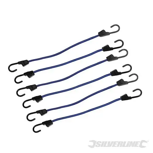 Heavy Duty Poly Silverline Bungee Cords 6pk 400mm - 140821