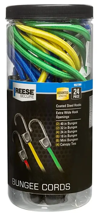 Reese Secure Standard Bungee Assortment Jar and Canopy Ties 24 Piece Set