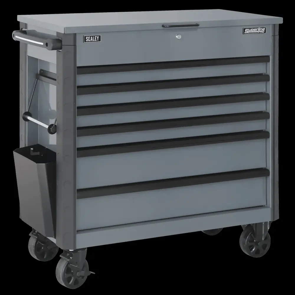 Superline Pro AP366G 6 Drawer Mobile Tool Cabinet Ball Bearing Slides - Grey