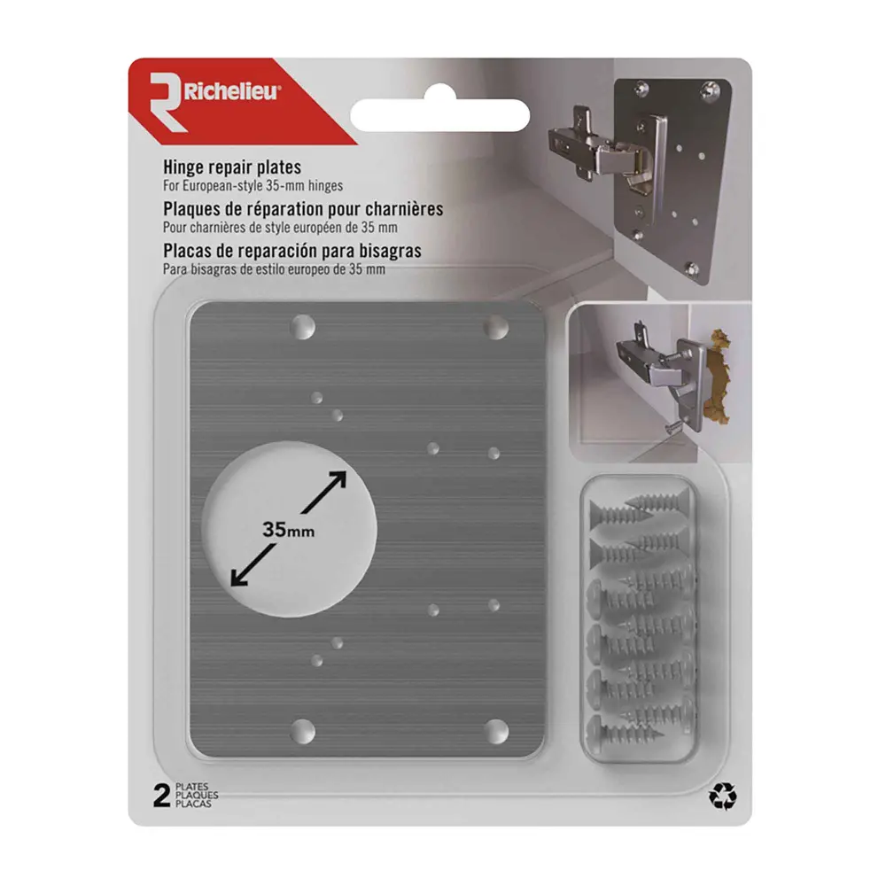 Premium Solid Brass Cabinet Hinge Repair Plate, 35 mm (2 Units)