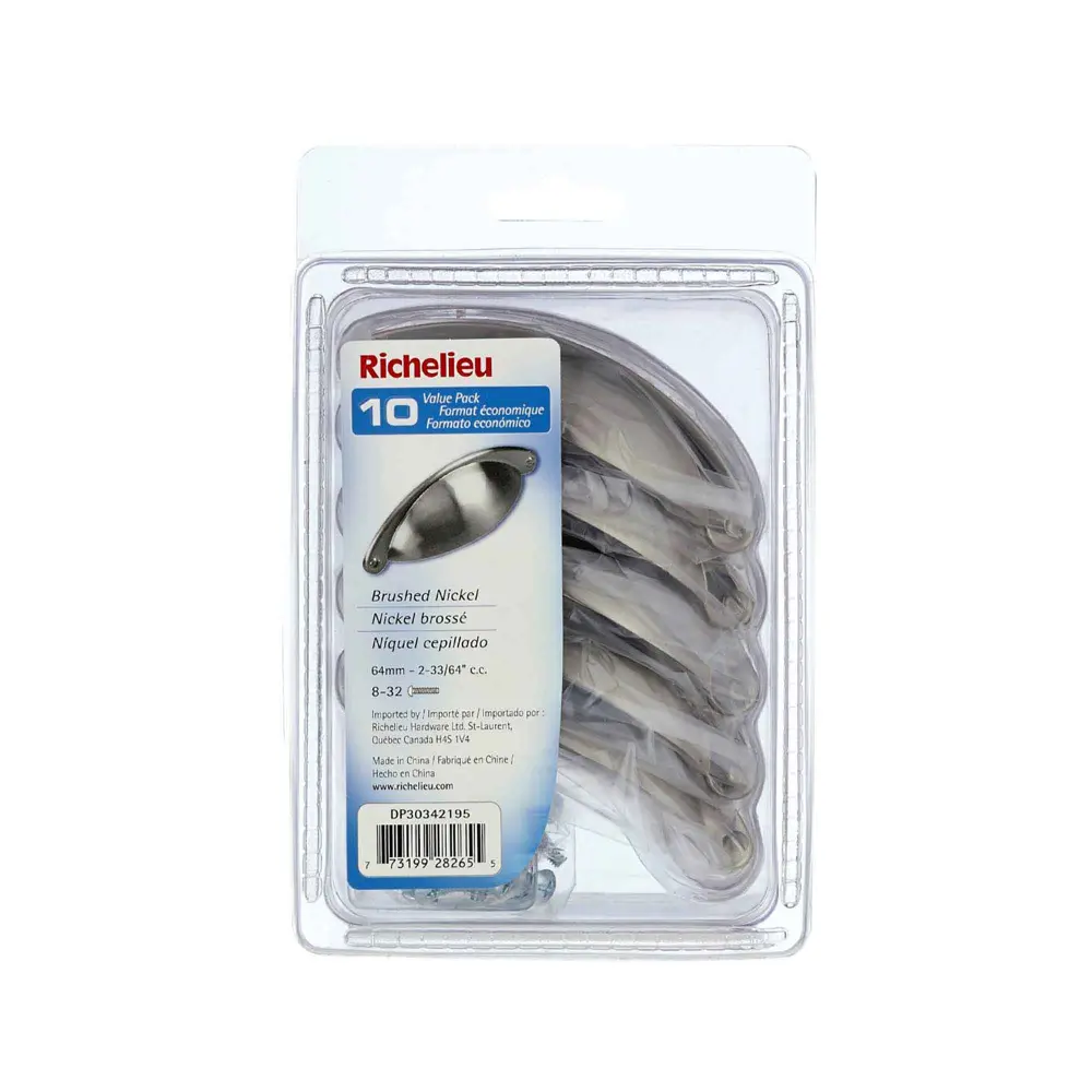 Pack 10 Time-honored # 3034 Brushed Nickel Metal Pulls, 64 mm C/C