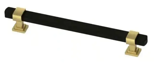 Wrapped Square 6-5/16 . (160mm) Center-to-Center Brushed Brass and Matte Ebony Drawer Pull