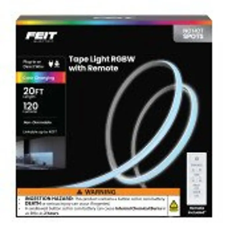 Feit Electric TAPE240/COB/RGB Indoor Continuous Color Tape Portable, 120 V, LED Lamp, RGB, 120 Lumens