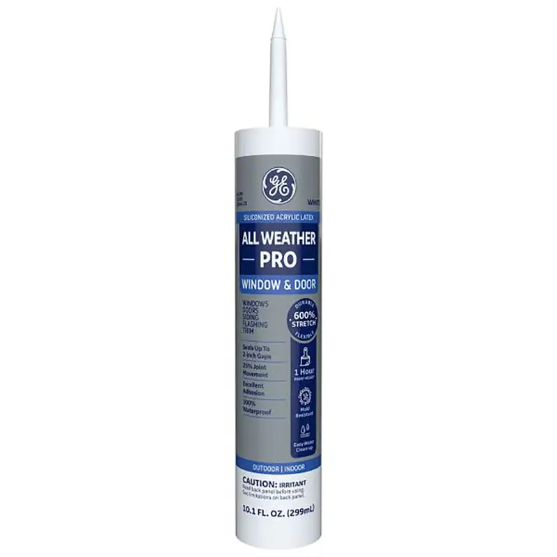 GE All Weather Pro White Siliconized Acrylic Latex Window Door Caulk 10.1 oz Pack 12