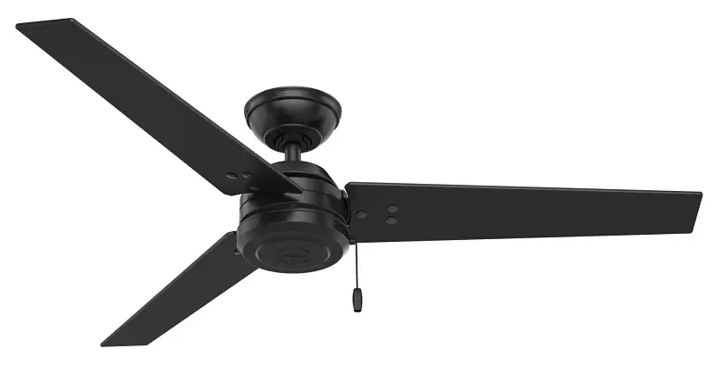 Hunter Cassius Series 59264 Ceiling Fan, 3-Blade, Gray Walnut/Matte Black Blade, 52 Sweep, Polycarbonate Blade, 3-Speed