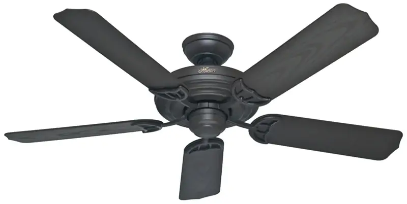 Hunter Sea Air Series 53061 Ceiling Fan, 5-Blade, Walnut Blade, 52 Sweep, 3-Speed, Lights: No