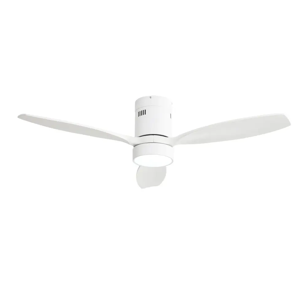 Indoor / Outdoor Ceiling Fan Blades, Convertible DC Motor, Remote Controlled LED Light - White