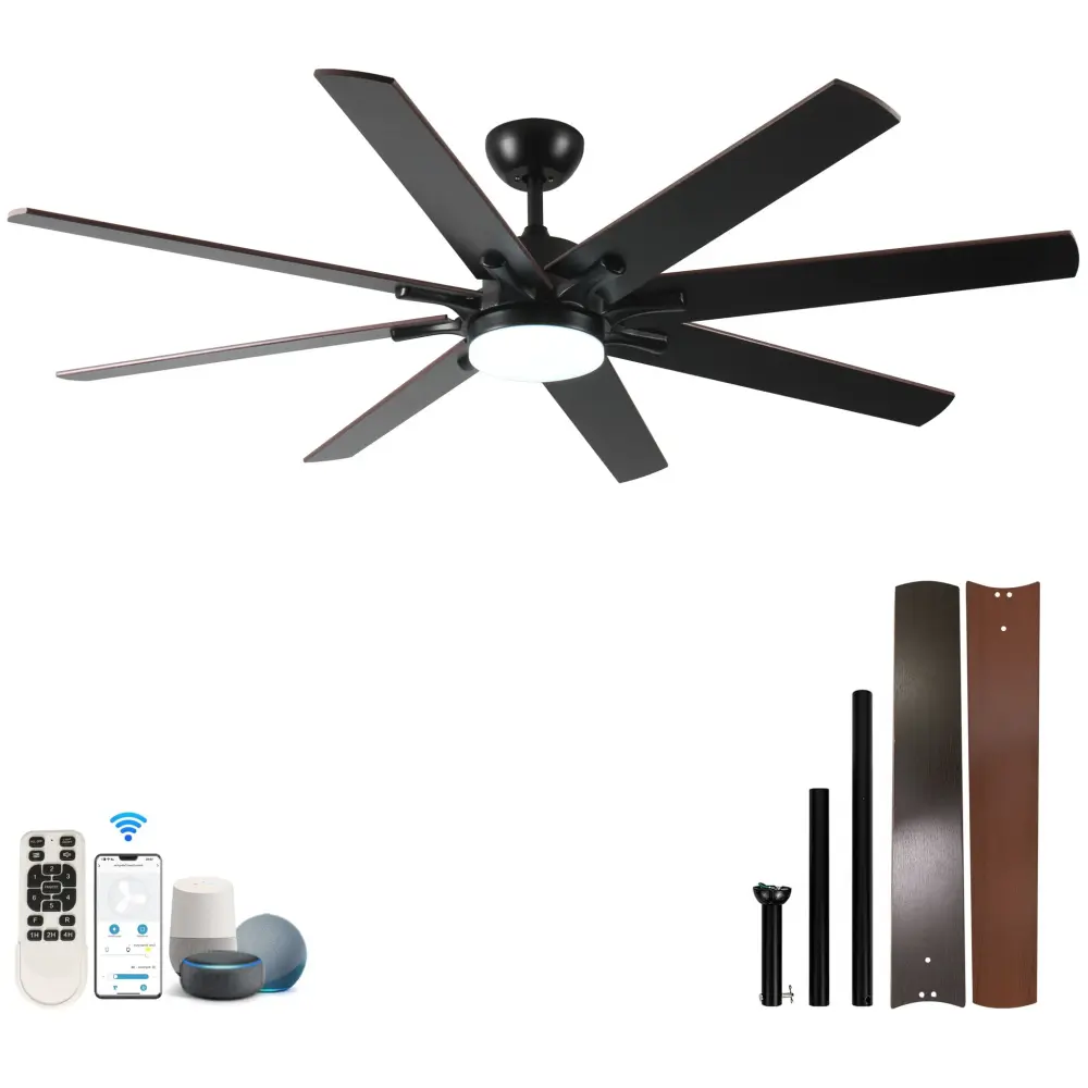 Large Ceiling Fans Lights And Remote, Indoor / Outdoor Minimalist Ceiling Fan Kitchen Living Room Patio, 6 Speed Reversibl...