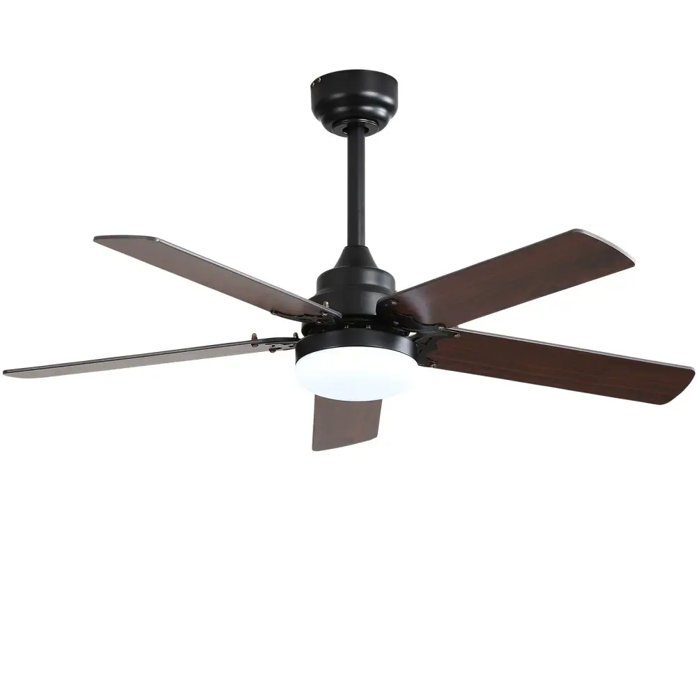 Modern Ceiling Fan 3 Color Dimmable Light 5 Blades Remote Control Reversible Dc Motor Bedroom - Black