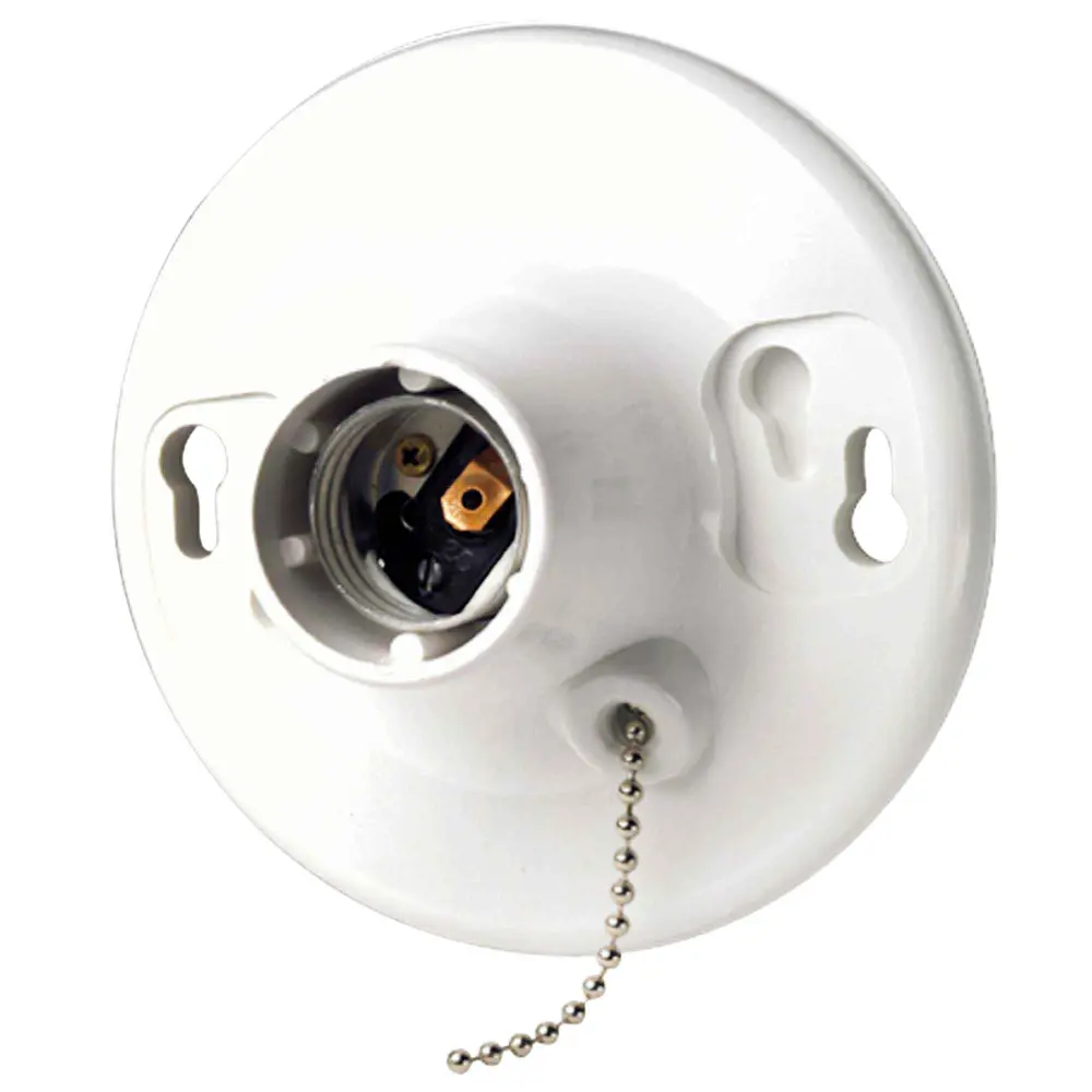 Plastic Lampholder Pull-Chain, White