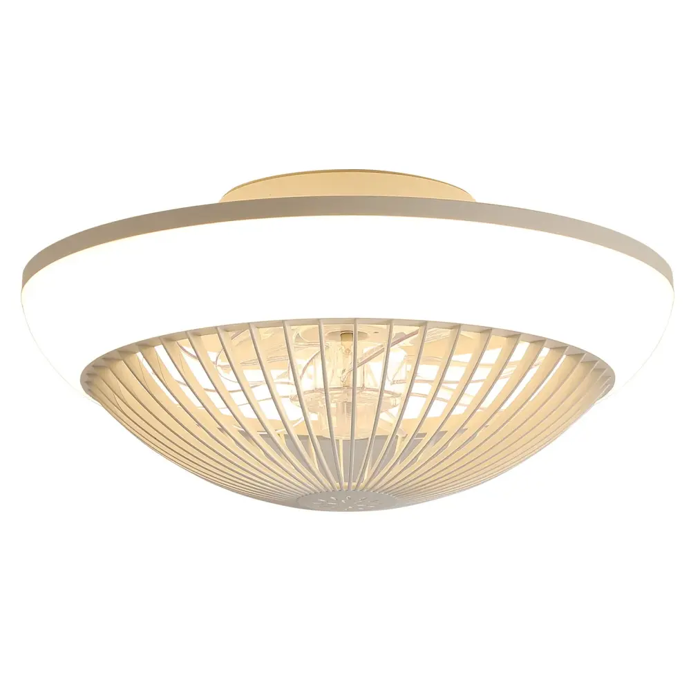 RGB Dimmable LED Enclosed Ceiling Fan Remote Control, Bladeless Design - Ivory