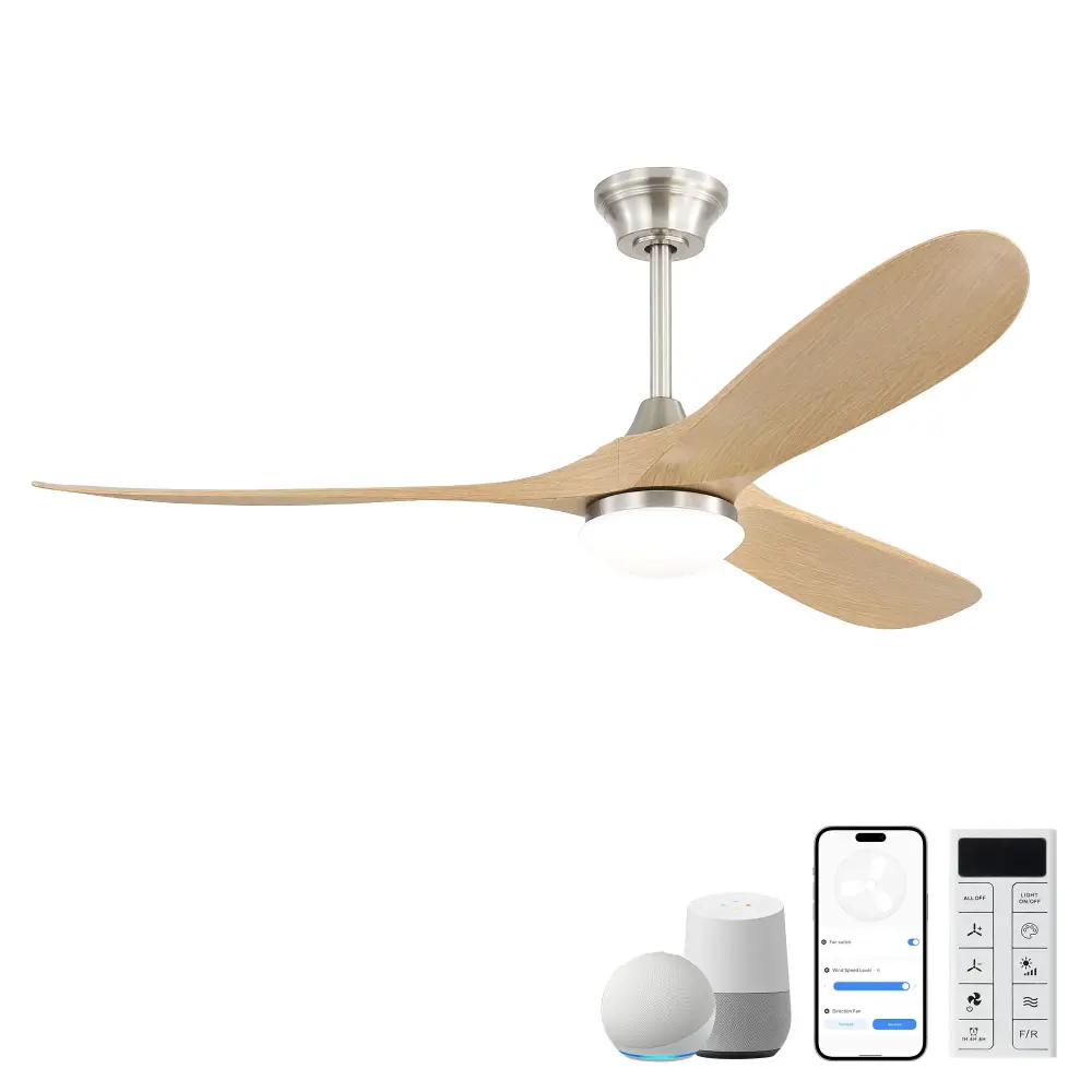 Smart Ceiling Fan Lights, 3 Blades, Flip-over Quiet DC Motor Indoor