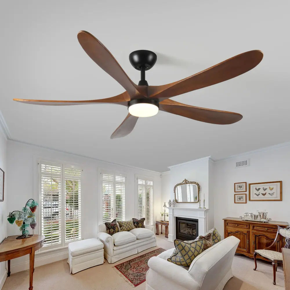 Solid Wood Remote Control Buoyant (LED) Modern DC Motor Indoor / Outdoor 5 Blade Ceiling Fan Patios, Bedrooms And Farmhous...