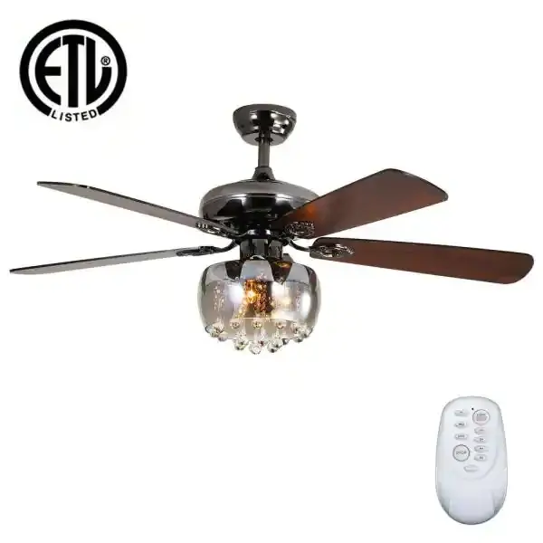 52 . Intergrated LED Indoor Onyx Ceiling Fan Light and Remote Include Light Kit Downrod Remote Control