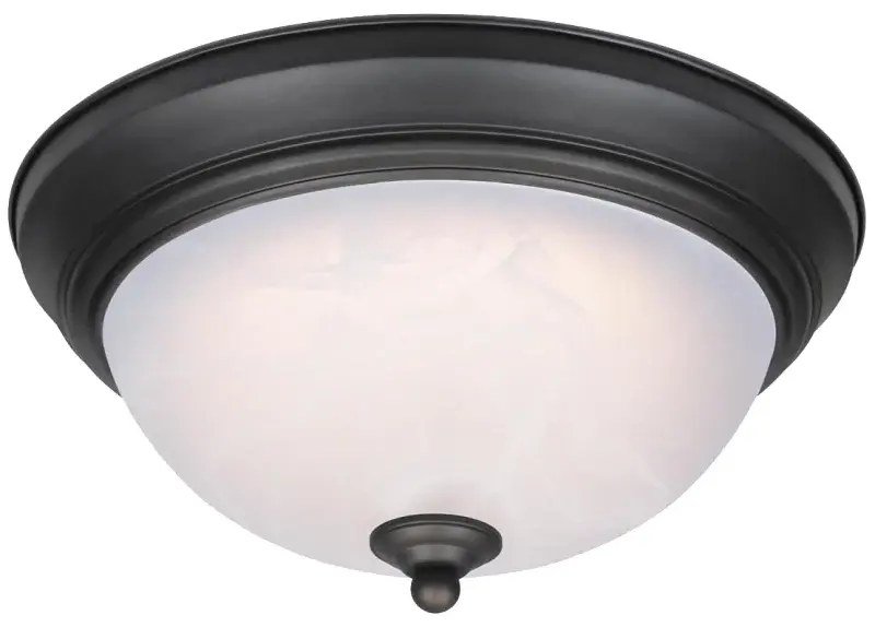 Westinghouse 6400600 Flush Install Ceiling Fixture, Oil-Rubbed Bronze Fixture, Alabaster Shade, White Shade, 120 V